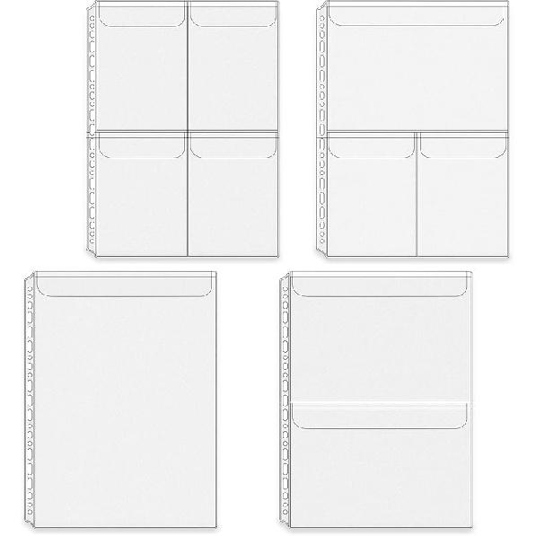 Mogoostry Карманы для папки А4 Без молнии Конверты для наличных 4-карманые вкладыши для папки с клапаном Карманы-папки Вкладыши для loose leaf Папка Чехол для фотокарточек A4 Size Binder Pouch Set