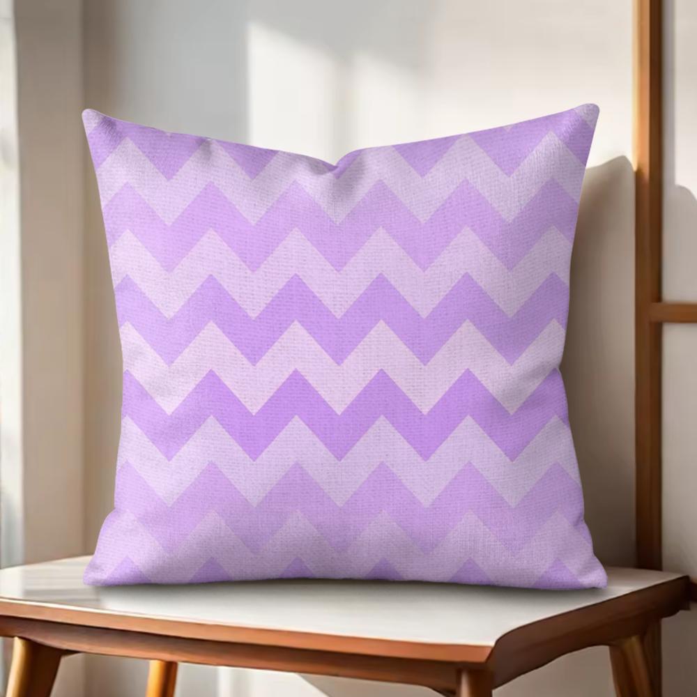 Purple Geometric Art Cushion Cover Natural Linen Organic Fabric DoubleSided Printing Couch Pillow Covers Home Decor