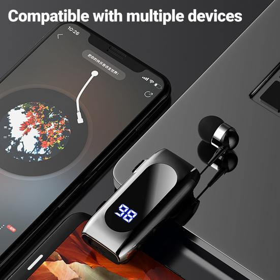 K55 Bluetooth-kompatibler Kopfhörer Anrufvibrationserinnerung Kragenclip Teleskopkabel Mini In-Ear Sport
