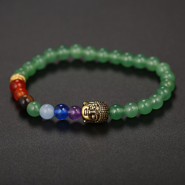 6Mm Natural Stone Green Dongling Agate Buddha Head Bracelet Jade