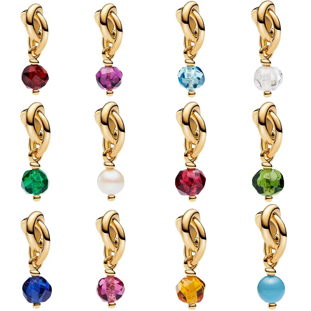Copper Colorful Birthstone Eternity Round Dangle Lovecharm Fit Original Bracelet Girls Birthday Present Fine Quality Jewelry Gift
