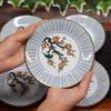 Waza no Kura Plate Stylish Kutani Ware Medium Plate Set with Plum and Bird Japanese Made in Perfect as a Wedding Set 5-Piece Designs. High-Quality