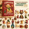 Feiertags-Hängeanhänger 2026 Labrador Adventskalender, 24 Tage 2D Flache Acryl-Hunde-Ornamente Weihnachtsbaum-Dekoration Countdown Sammlerstück