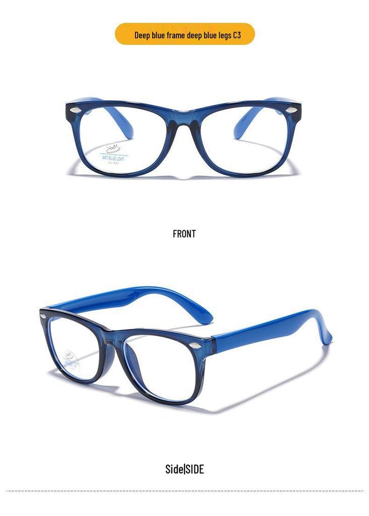 Kids' Color Block Silicone Blue Light Protection Eyeglass Frames - Rivet Design, Lens Compatible.