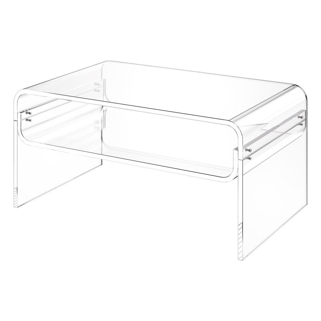 Acryl-Kaffeetisch, 2-stöckiger Mitteltisch mit Ablagefach, Moderner rechteckiger Acryl-Kaffeetisch, Ideal für Esszimmer, Kücheninsel,