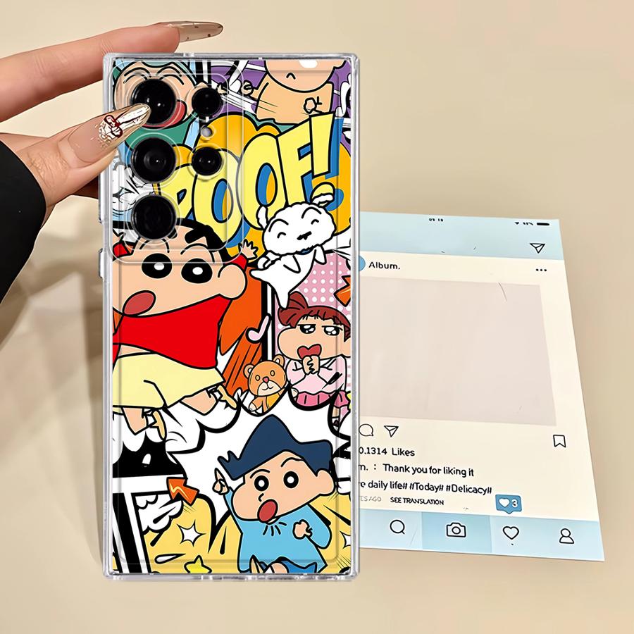 Cute Crayons Shinchan Case for Samsung Galaxy S23 Ultra S20 Plus S22 FE S26 Note 20 Ultra 10 S24 S21 S25 Edge Phone Cover