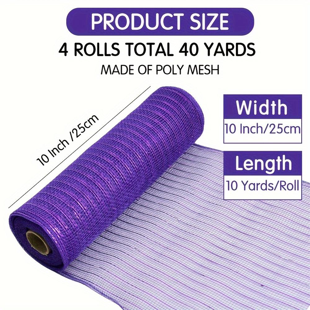 4 Stück Lavendel & Lila Violett Dekorative Netzbandrollen, 10" breit - Ideal für Kränze, Bastelarbeiten & Feiertagsdekorationen (Jeweils 30 Fuß, insgesamt 120 Fuß)