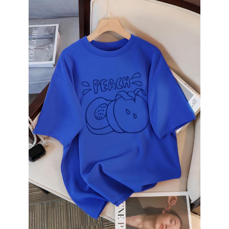 

Женские футболки с принтом свежих персиков, повседневные спортивные футболки, хлопковые дышащие, с коротким рукавом, удобная уличная одежда 3XL