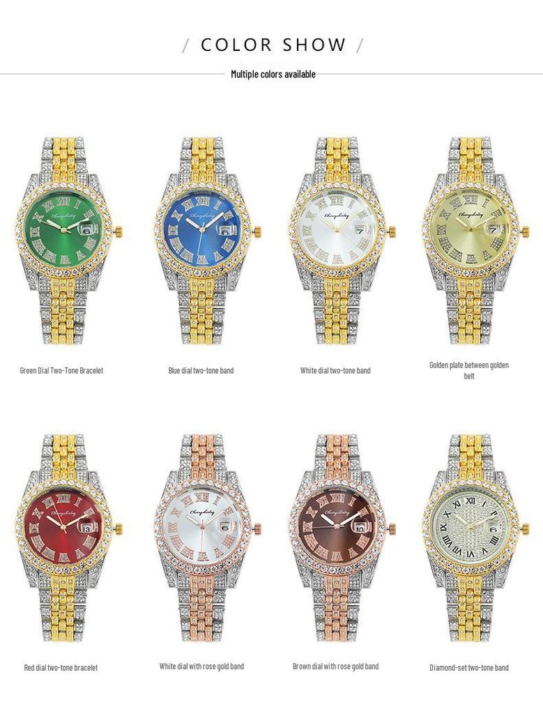 Roman Numeral Diamond Women's Quartz Watch - Fashionable New Design