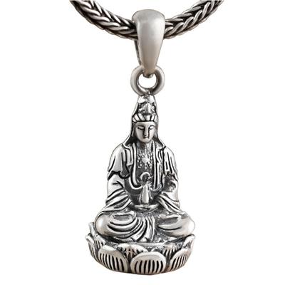 Avalokitesvara Pendant Necklace For Men Jewelry 925 Sterling Silver Necklace Can Be Open Bodhisattva With Buddhist Scripture
