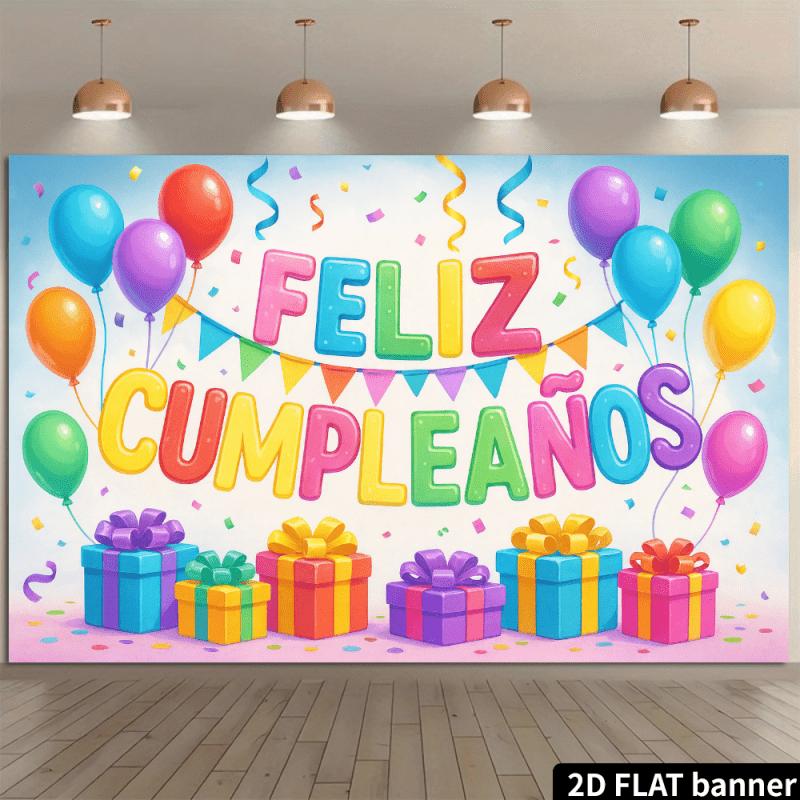 2D Flat Surface 1 Piece of Colorful Spanish Birthday Background Fabric Suitable for Gifts and Scene Decoration