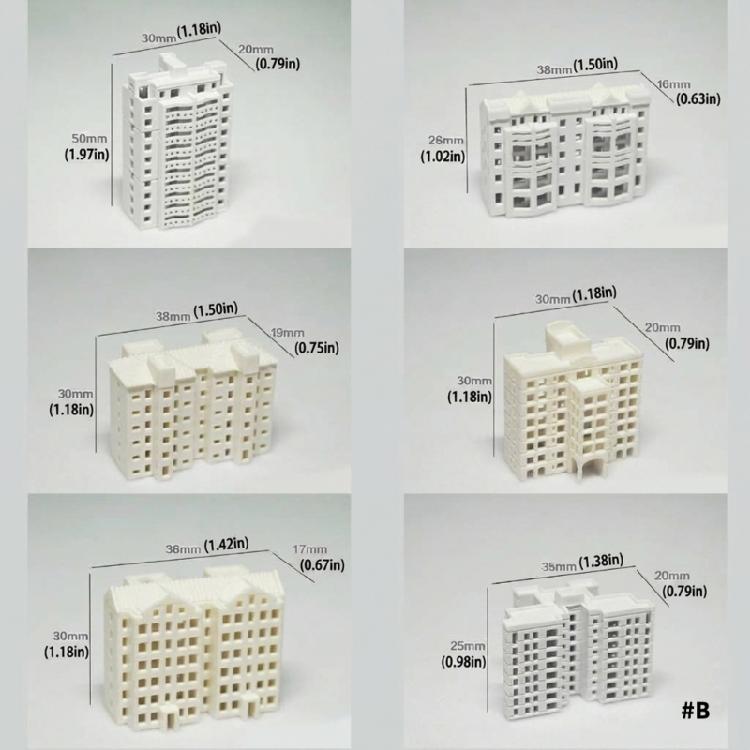 ABS 1:800 Scale Architectural Building Miniature Model for Railway Train Layout, Teaching Displays and Desktop Model Presentation