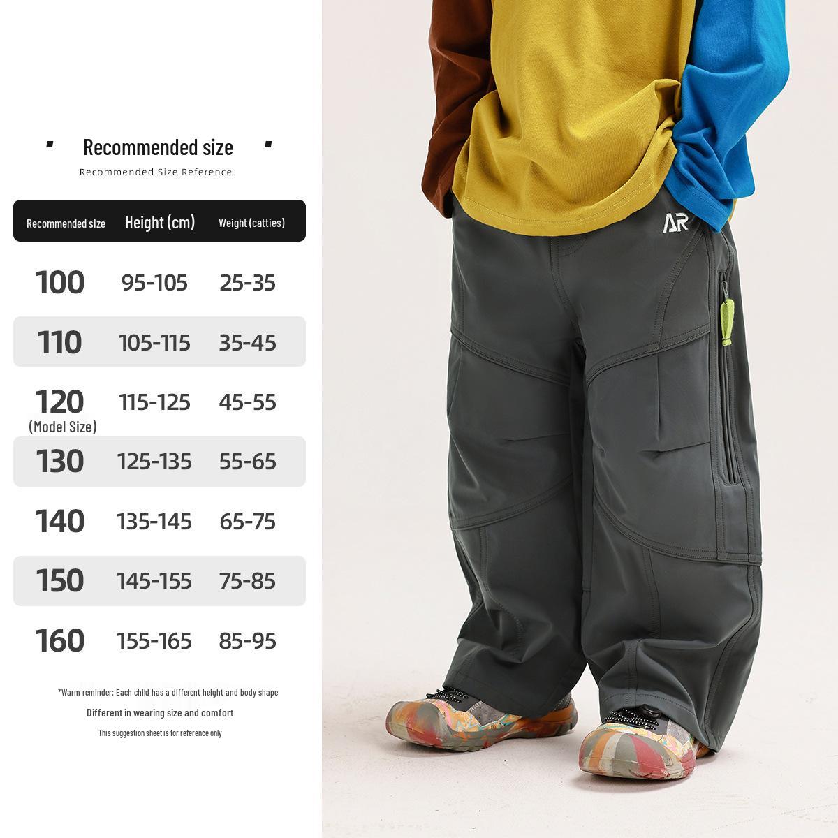 

Boys Autumn 2025 Cargo Pants: Stylish, Functional Long Pants for Kids 110 cm темно-серого