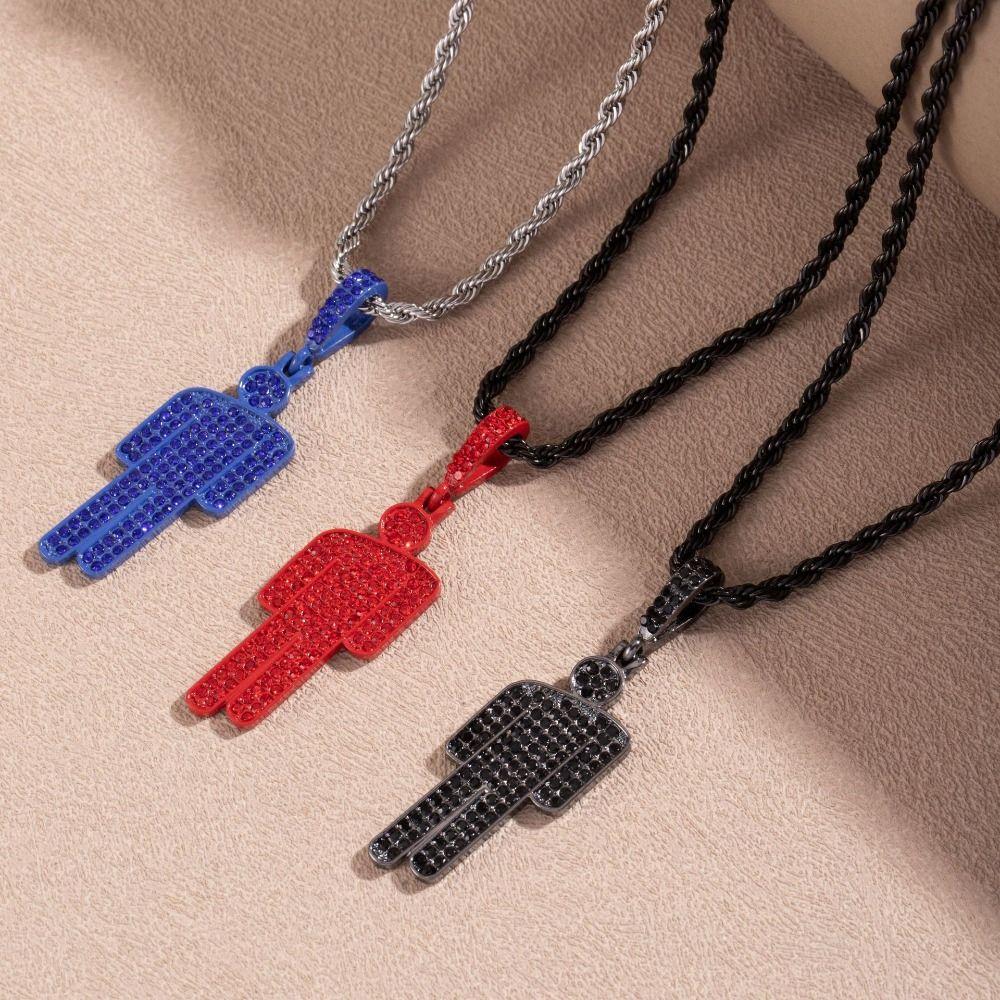 Cartoon Little Man Pendant Crooked Head Hip Hop Pendant Fashionable Rhinestone Pendant  Unisex