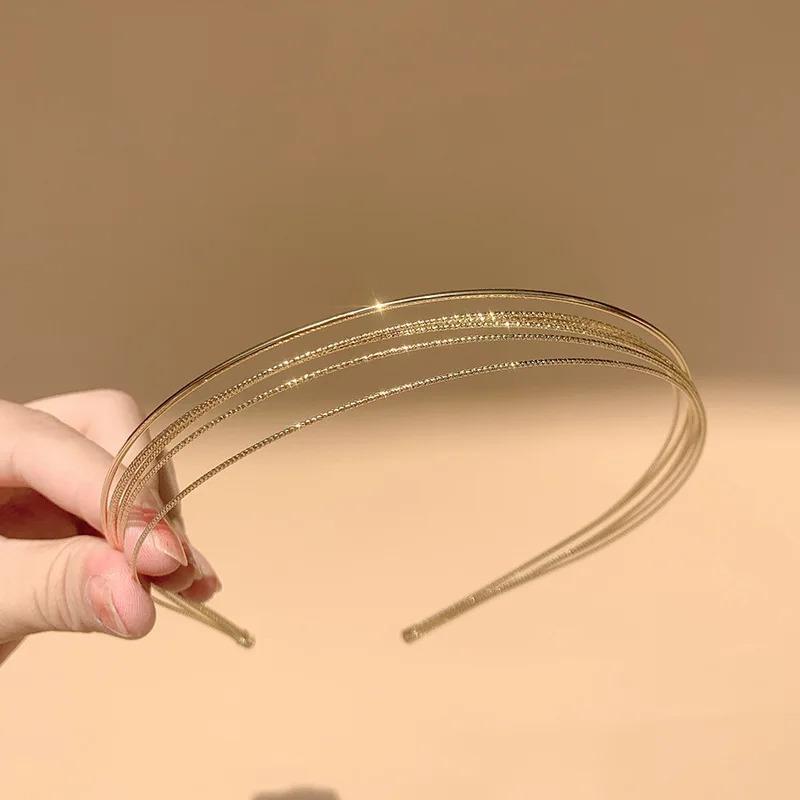 Exquisites, elegantes Stirnband für Damen, mehrschichtiges Metall-Haarband, modisches Temperament, Haarband, Haarschmuck, glatter Kopfreif