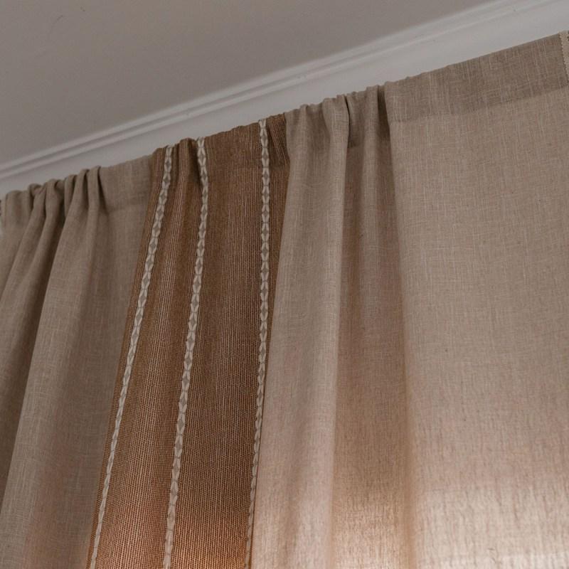 American Style Linen Embroidered Curtains With Tassel Semi-shading Drapes Farmhouse Kitchen Living Room Window Curtain
