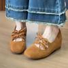 Women's Increasing Ballet Flats Lace Up Gladiator Faux Suede Casual Shoes Double Bow Mary Janes Shoes for Female 2025 New 1903