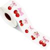 200pcs/roll Cherry Bow Stickers 3.8cm Red Pink Bowknot Stickers Decor Fruit Bows Sticker Notebook Scrapbooking Journaling Gift
