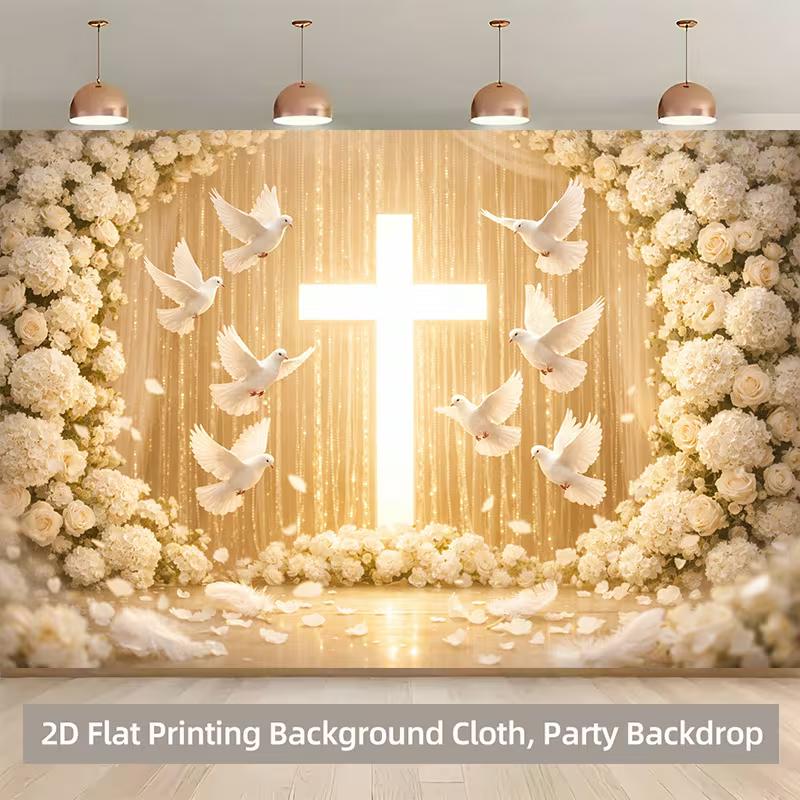 2D Congrats Grad Backdrop Black Caps, Diplomas and Glitter Gold Stars Portrait Studio Background