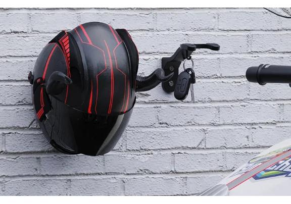 No Drill Wall Mount Helmet Rack Motorcycle E-Bike Helmet Storage Hanger Hook Space Saving Safety Helmet Holder Organizer