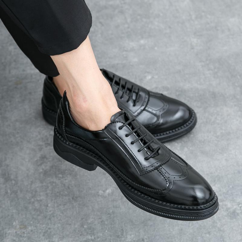 Fashion Men Business Formal Leather Shoes Black Brown American Casual Comfortable Elegant Fashionable Retro Leather Shoes Banquet Shoes