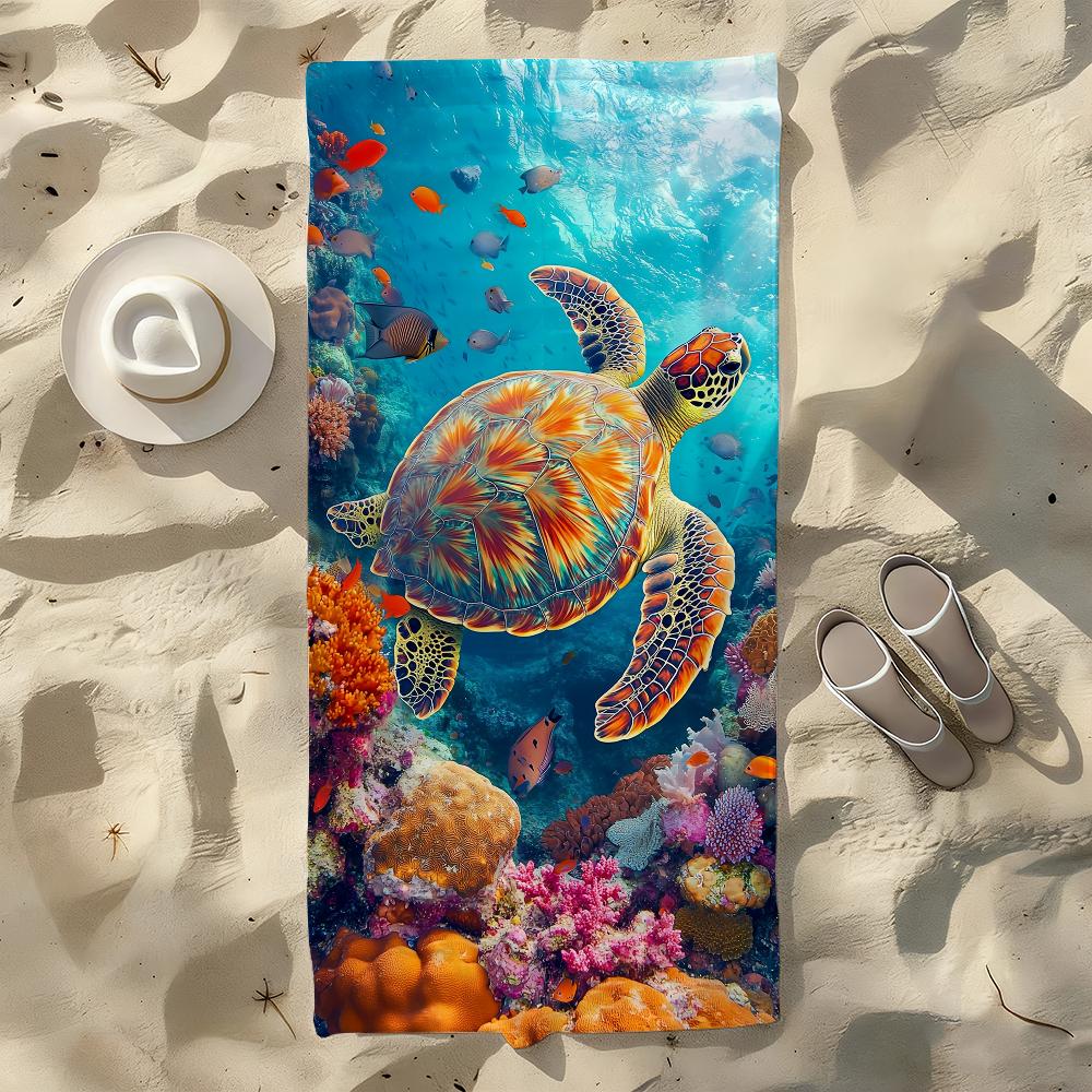 Sea Turtle Underwater Pattern Towel For Swim Yoga Gym Quick Drying Soft and Skin-friendly Beach Towels All-Season