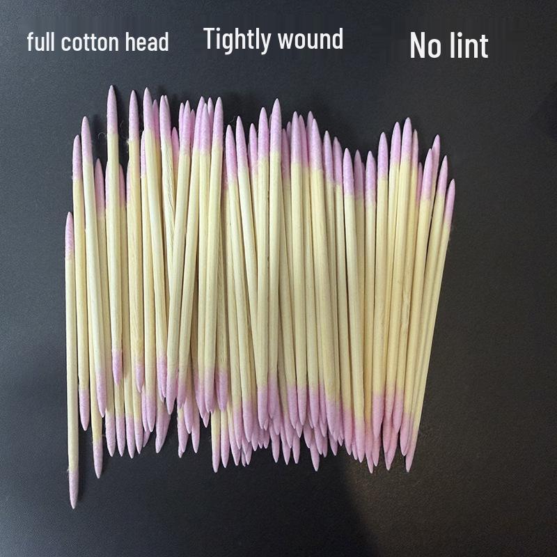Double-Ended Pink Cotton Swabs: Makeup, Tattooing, Eyeliner, Toothpick, Remover - Ultra-Fine Wooden Stick