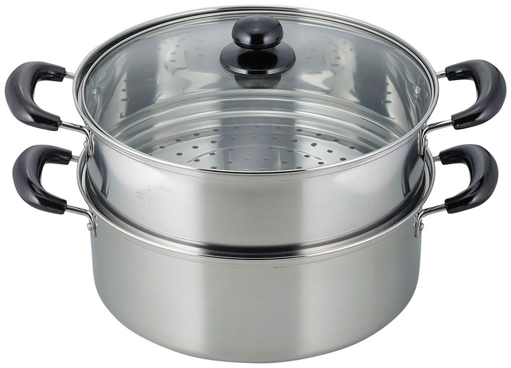 Wahei Freiz Vense 26cm Two-Tier Steamer with Glass Lid, Induction Compatible, Stainless Steel, VR-8182