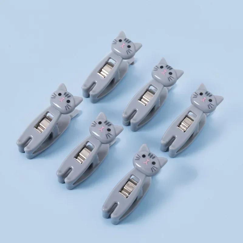 6 /Bag Cartoon Cute Cat Clip Food Seal Clip Note Memo Clip Multi-functional Compact Clothpin For Portable Snack Storage Bag Clip