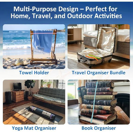 MAQIHAN 6 Pack Towel Bands for Cruise Chairs - Towel Bands for Lounge Chair Beach Clips Holder for Cruise Ship Essentials Alternative to Beach Towel