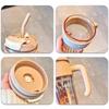 920ml Striped Plastic Water Bottle With Straw Coffee Mug With Lid For Travel Milk Tea Water Cup With Handle Coffee Cups BPA Free