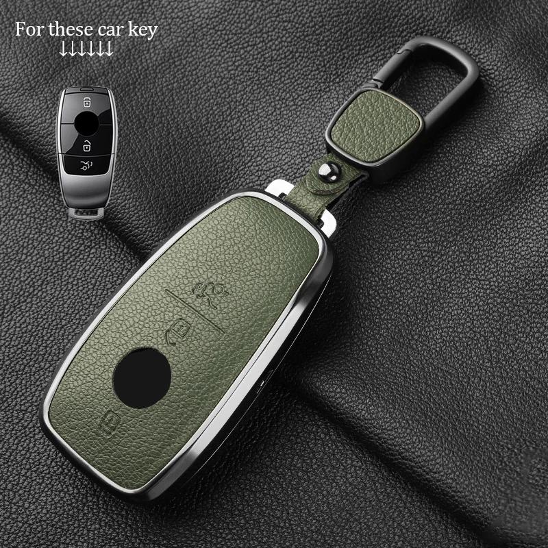 Metal And Leather Car Key Case Cover For Mercedes Benz W176 W177 W205 W206 W212 W213 W222 W223 W167 463 X166 A C E S G Cls Class