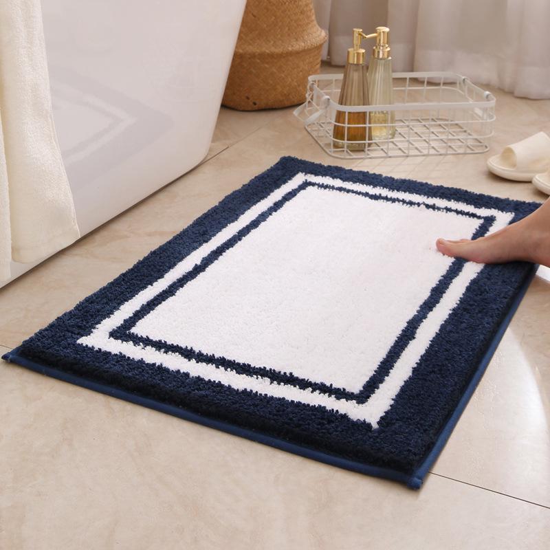 Simple Style Bathroom Water Absorbing Non-slip Flocking Floor Mat