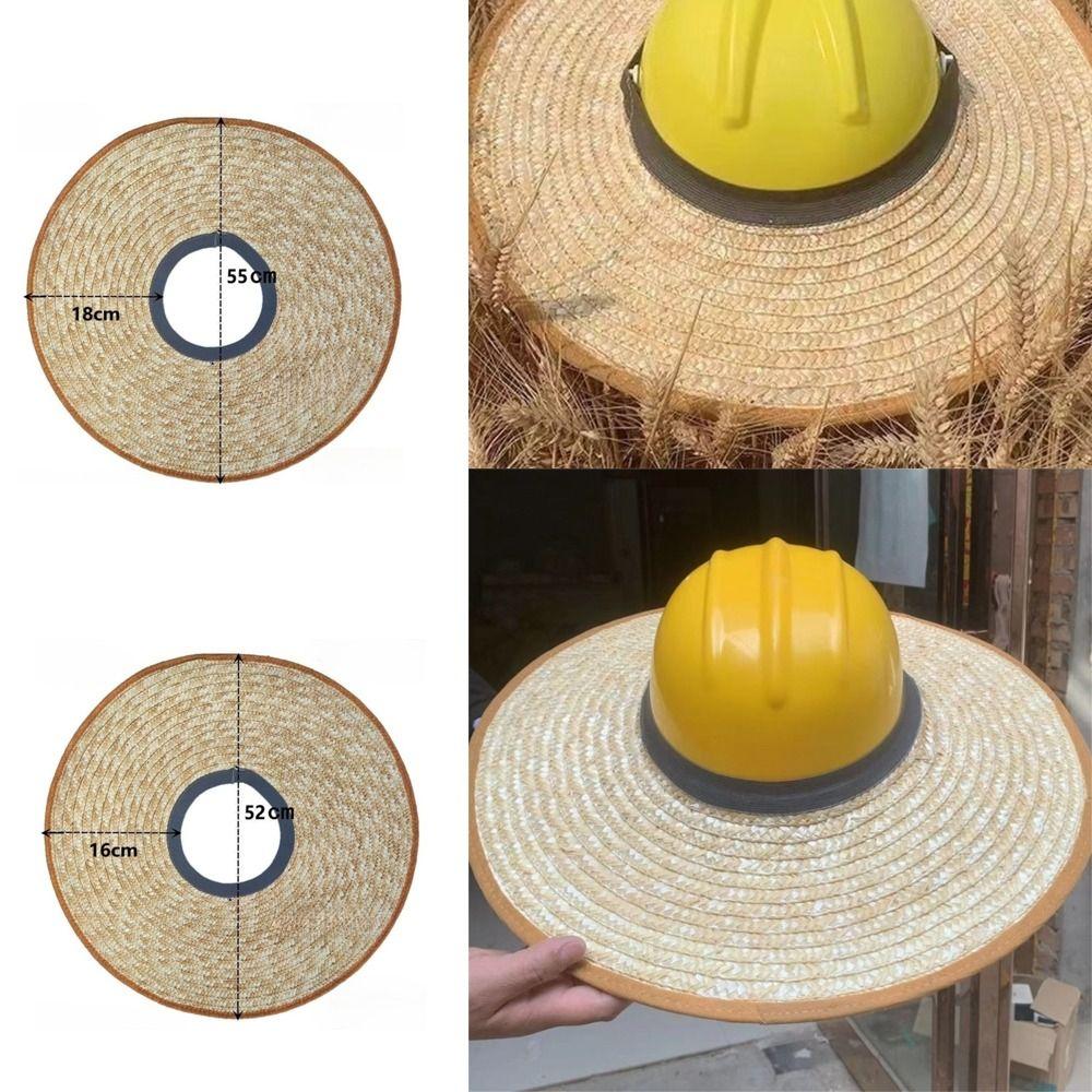 Large Brim Construction Safety Hats Brim Breathable Sun Protection Sunshade Work Straw Caps Neck Protect Hard Hat Sun Shade