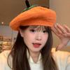 Japanese Persimmon Beret Kawaii Y2K Painter Hat Personality Knitted Hat  Women