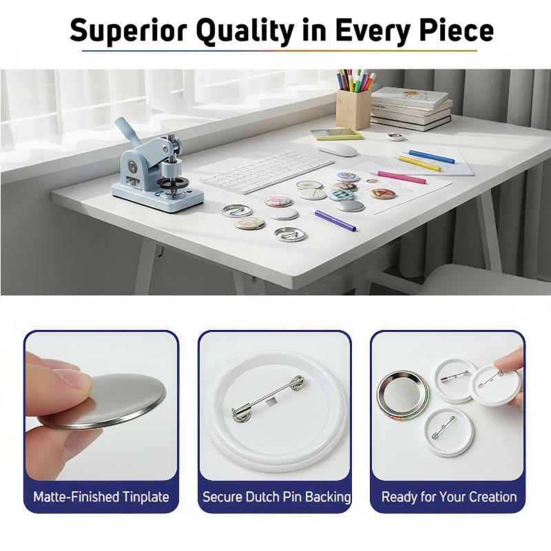 Ready Stock 25/32/44/58mm Metal Back Button Badges Blank Iron Plate Button Badges 100Pcs Canned Iron Badges Consumable Material