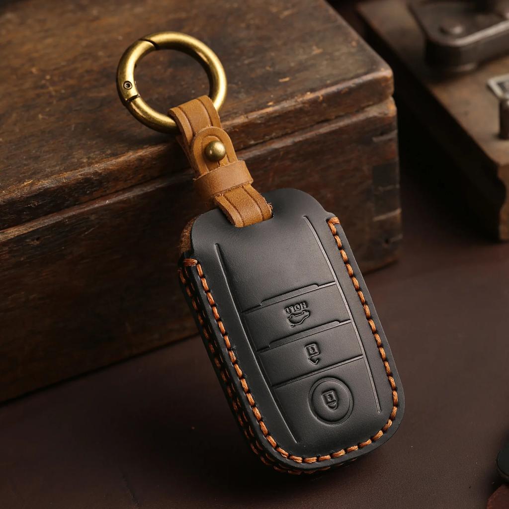 3 4 6 Buttons Key Fob Remote Fit For Kia Sportage Cerato Optima K3 K4 K5 Rio Picanto K2 Soul Sorento Ski Sedona Genuine Leather Auto Key Fob Cover