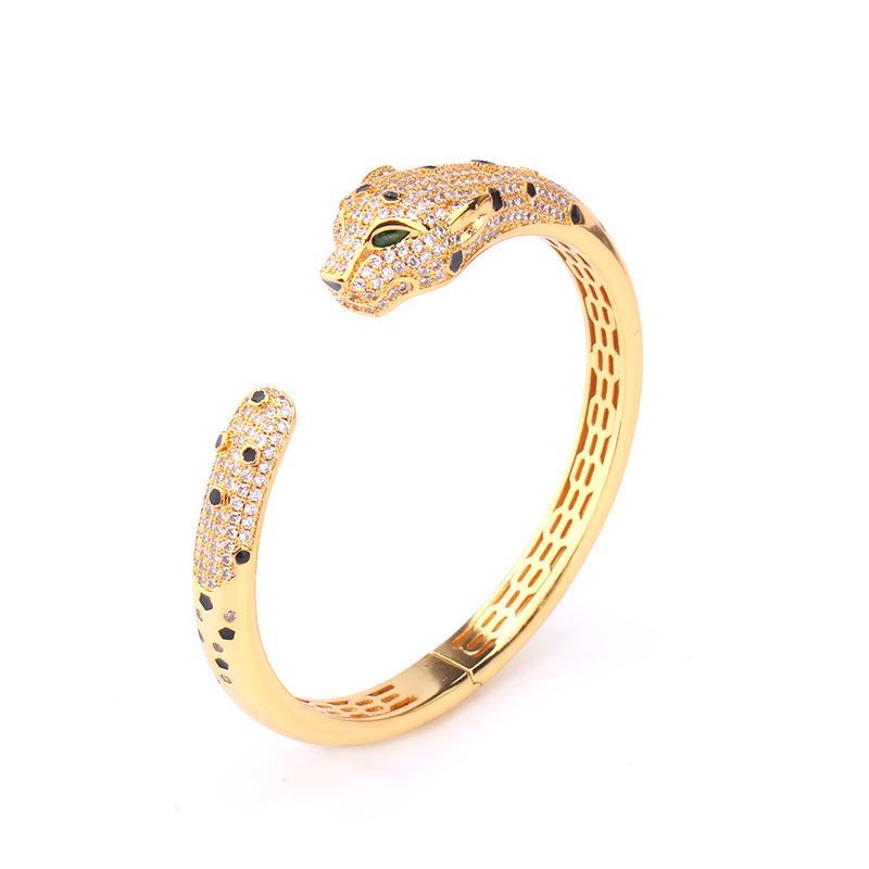 Style New Product Fashion Leopard Bracelet Micro Inlaid Gel Leopard Pattern Ring Bracelet Set for Women