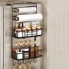 Refrigerator Storage Rack Side Hanging No-nail Sticker Tissue Paper Holder Cling Film Roll Paper Kitchen Seasoning Organizer