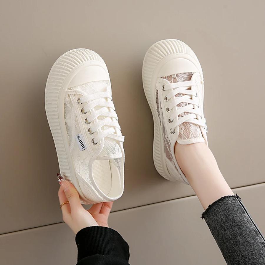 2025 Summer New Single Mesh Hollow Mesh Casual Trendy Fashion White Shoes Thick Soled Comfortable Women's Shoes shoes for women