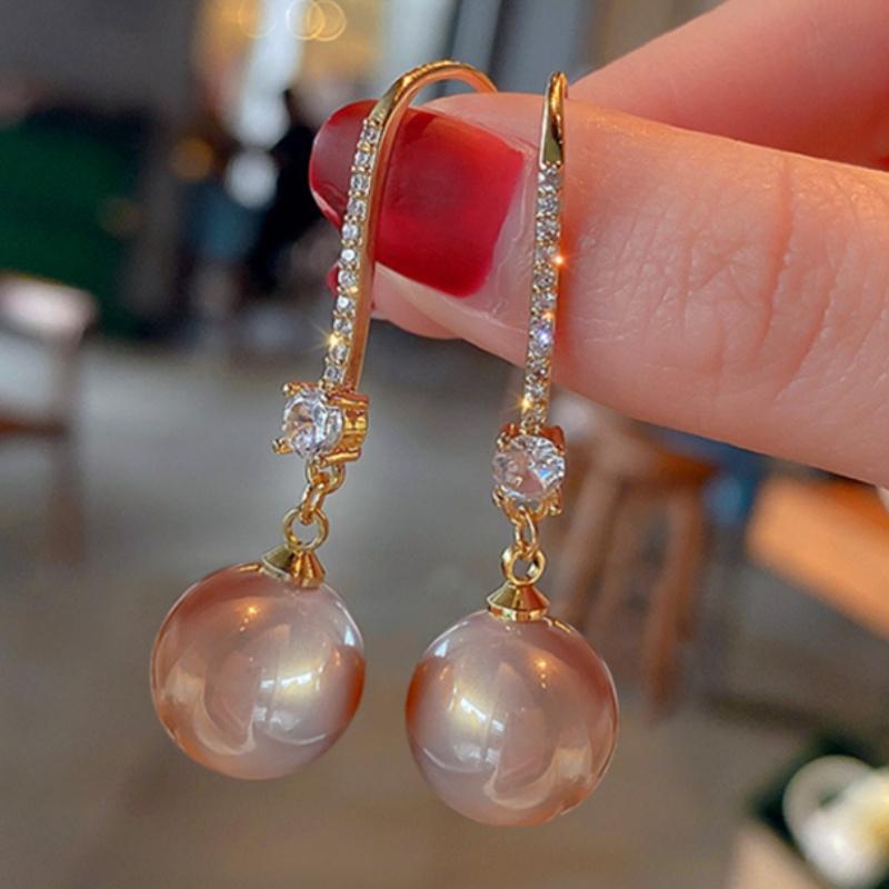 Fashionable Light Luxury Imitation Pearl Pendant Earrings, Women's Elegant Temperament Holiday Party Accessories Gifts