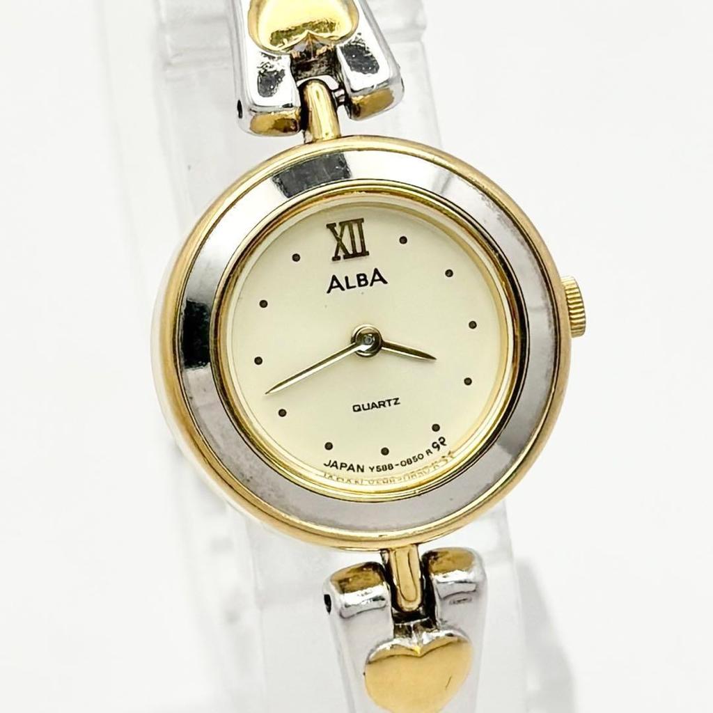 Used SEIKO ALBA Y588-005A Heart Ladies Watch 314