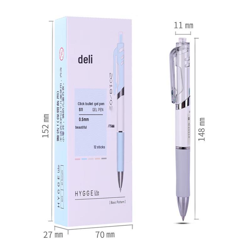 Deli S11 0.5mm Retractable Gel Pen, Black, 24 Count