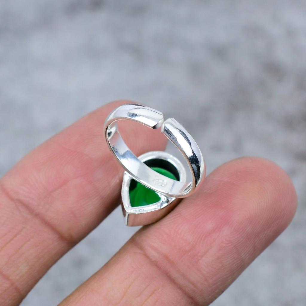 Chrome Diopside Gemstone Handmade 925 Sterling Silver Jewelry Ring Size 10 M-287