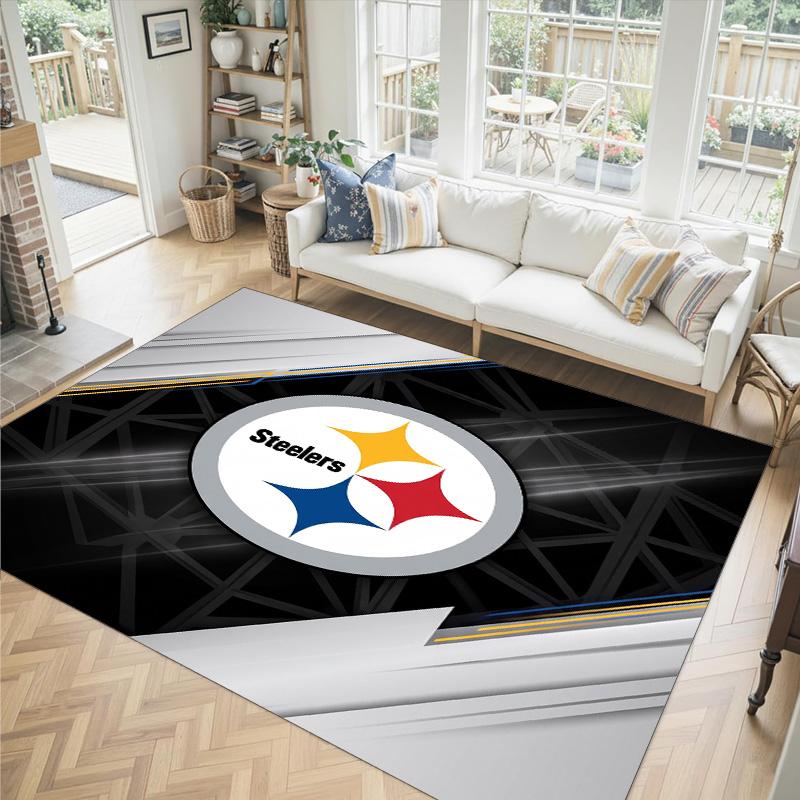Tappeto in Cristallo di Velluto Design Pittsburgh Steelers Accogliente Non?Tappeto Stampato Antiscivolo per Camera da Letto Soggiorno Ingresso