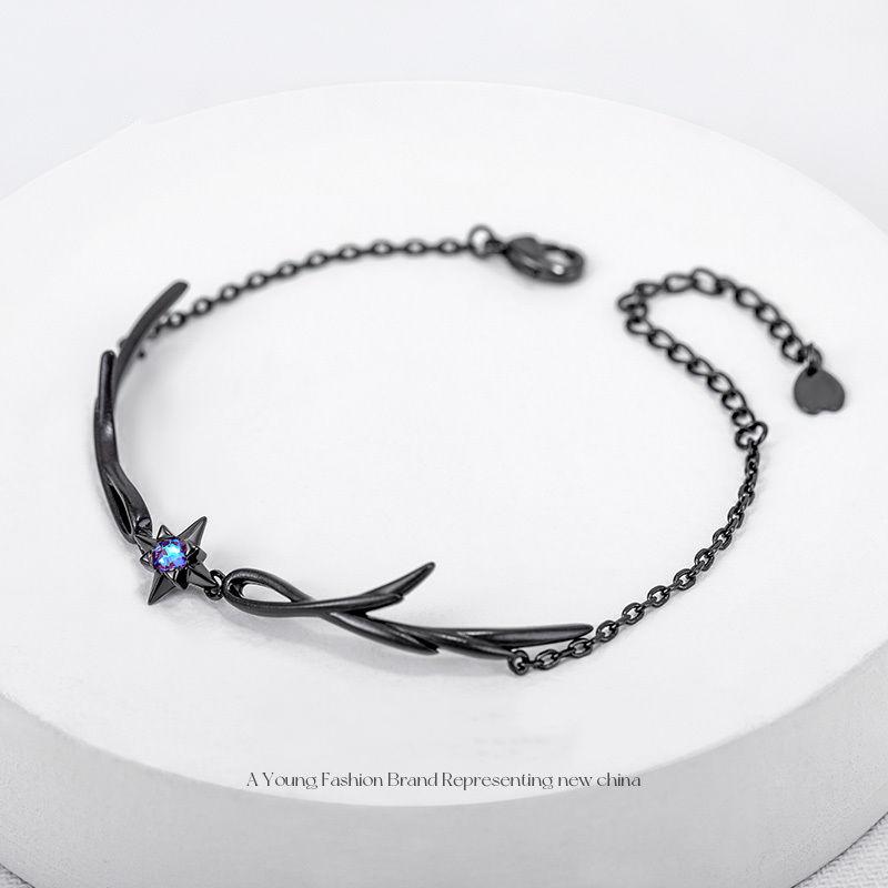 Delicate Shiny Zircon Star Bracelet for Women Simple Gothic Dark Angel Wings Trend Jewelry Girls Gift
