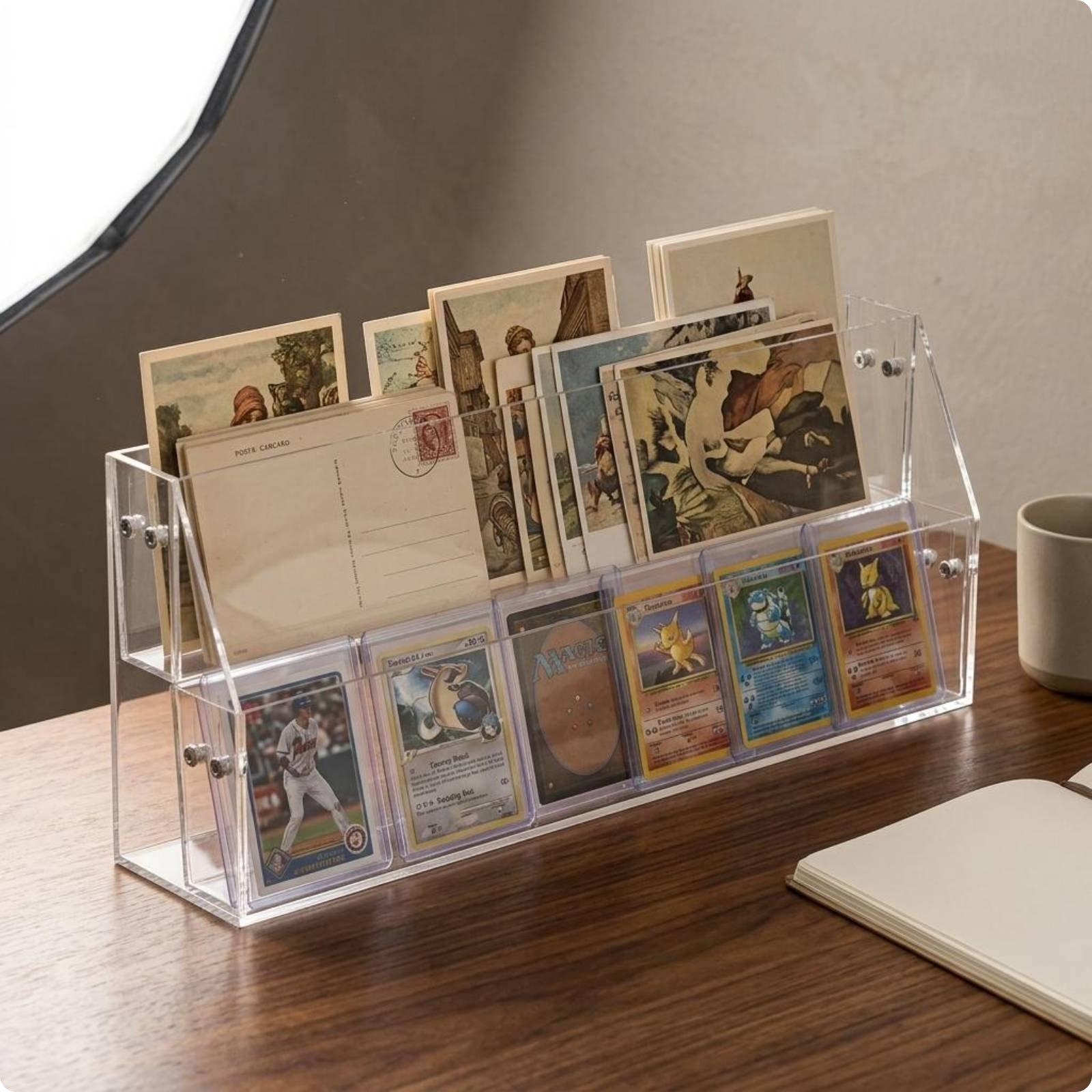 Collectible Display Holder Sturdy Clear Acrylic Display Shelf 3 Tier Acrylic Riser Large Capacity Space Saving for Desk