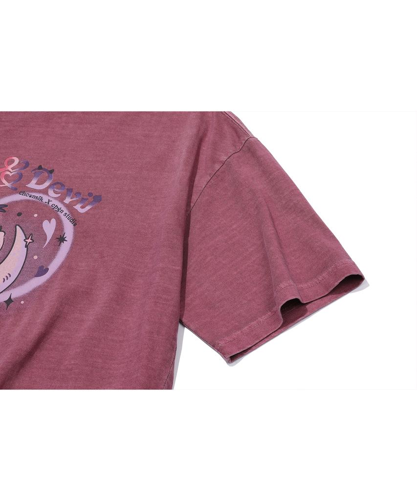 CPGN STUDIO [Cpgn X Kakao Friends] Destiny Chunsik Pigment Short Sleeve T-Shirt Dusty Pink