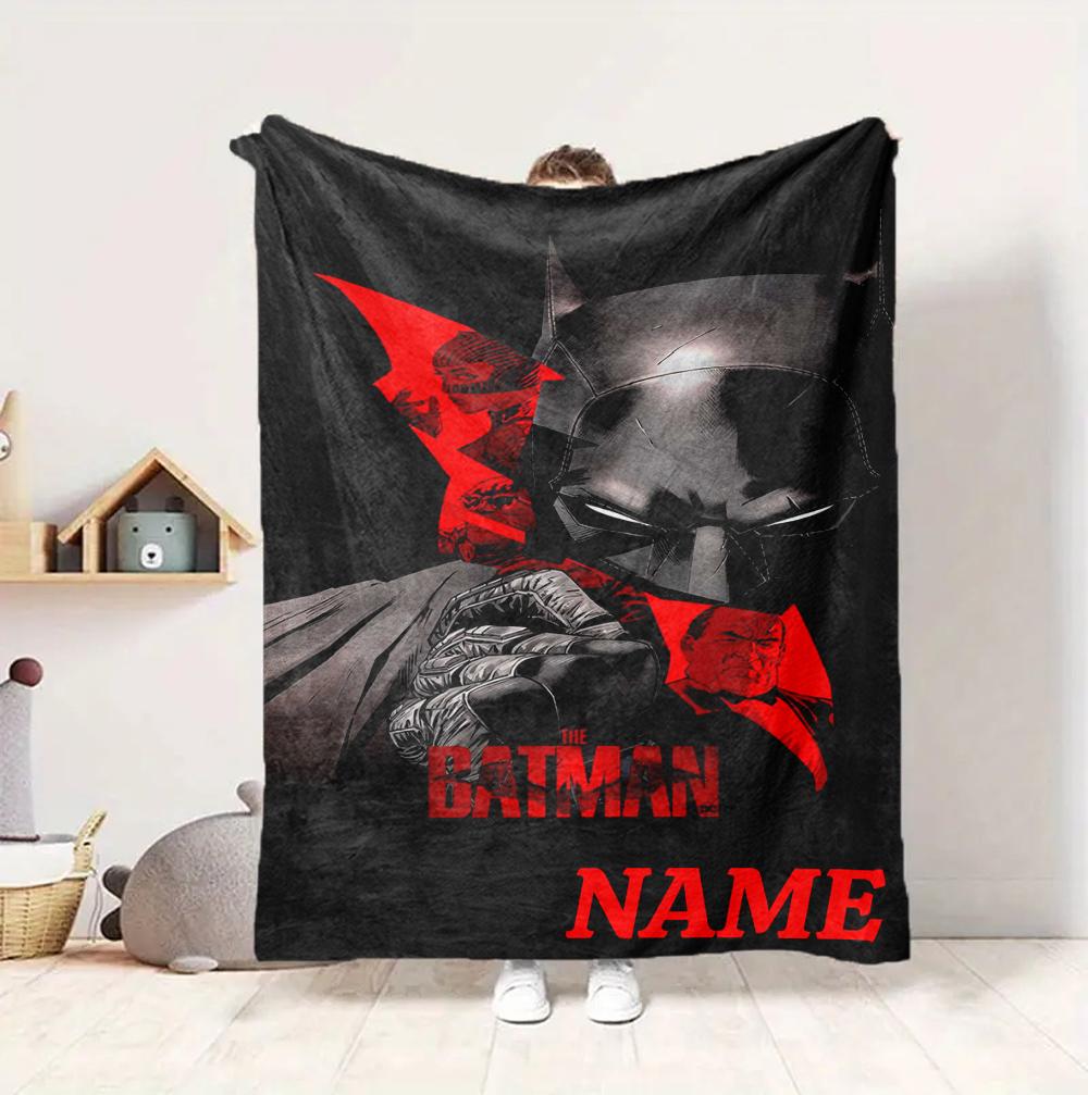 Custom Name Batman Mask Flannel Blanket Throw Blanket Soft Warm Sofa Bed home Decor Unique Gift