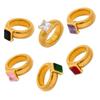 FYSARA Stainless Steel Thread Ring Vintage Elastic Colorful Cubic Zirconia Ring Charm Anniversary Zircon For Women Party Gift